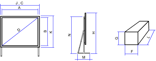 Dimensiones en cm. Pantalla robusta Plegable Ouver EasyFold (Frontal y Retroproyeccin)